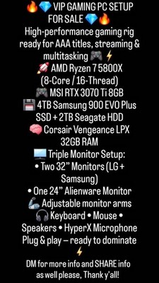 AMD Ryzen 7 5800X Gaming PC MSI RTX 3070 Ti 32GB RAM Triple