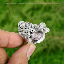 Valentines Sale 925 Silver African Amethyst Gemstone Promise February Boho Ring