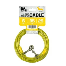  Dog Tie Out Cable 25 Feet - Heavy Duty Dog Lead Up 35lbs/ 25ft/ Yellow Single