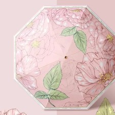 Curved Hook Handle Colored Glue Sunshade Umbrella for Women, 3 Folding Sunshade,