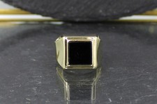 Herrenring, Siegelring, Onyx-Goldring, 333er Gelbgold, 8 Karat