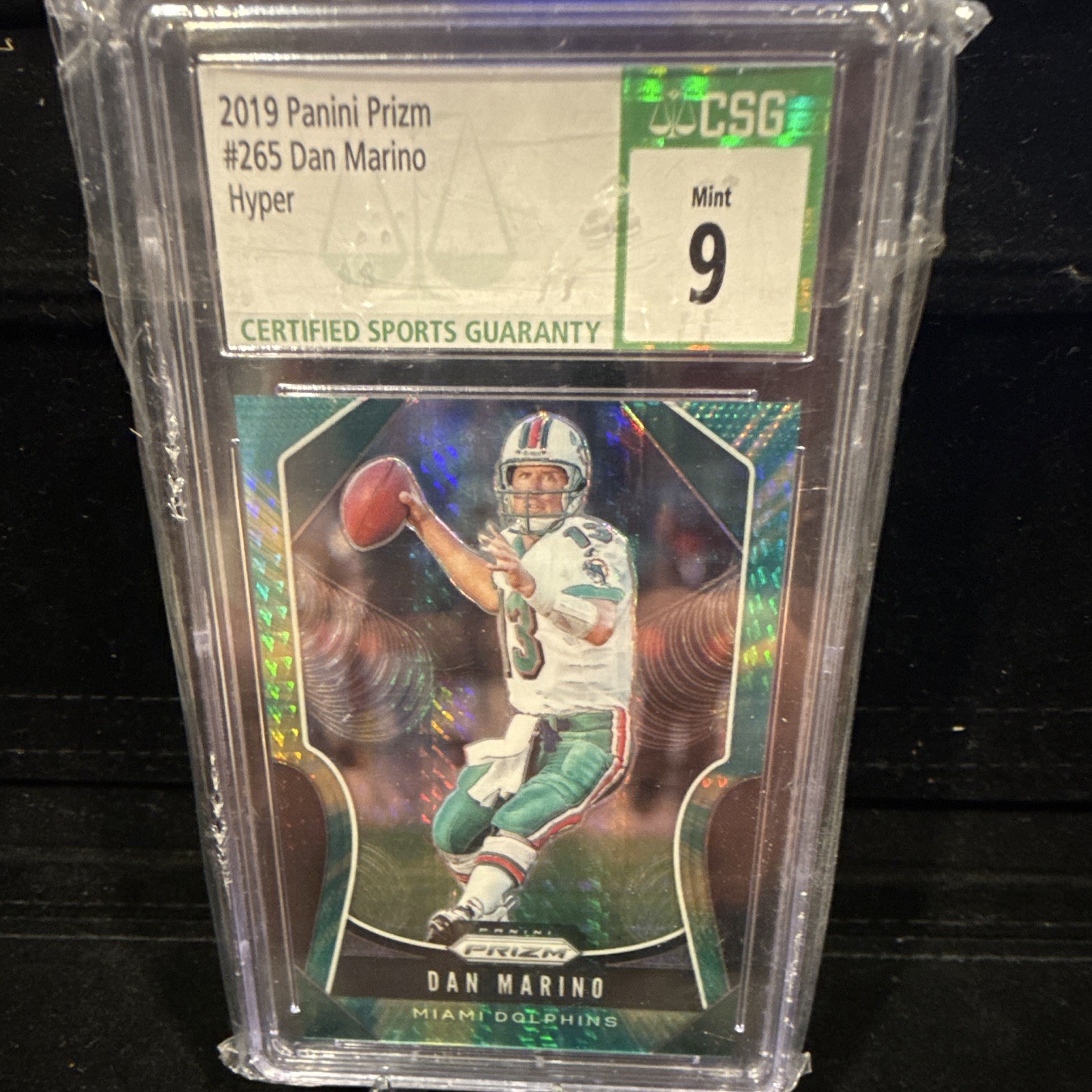 Panini 2019 Prizm Dan Marino Miami Dolphins #265 Hyper Parallel CSG 9