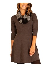 BCX Womens Jewel Neck w/ Cowl Short Fit + Flare Dress