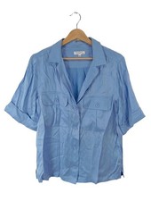 EQUIPMENT Kurzarm-Bluse Damen Bluse Gr. DE 34 blau Casual-Look