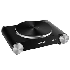CUSIMAX Portable Electric Hot Plate 1500W Single Burner, Adjustable Temp, Sta...