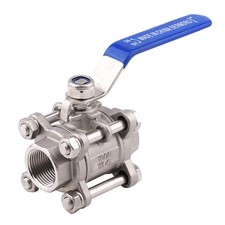 Ball Valve 3/4in NPT Threaded, Stainless 304 Female 3 Piece Full Port Metal