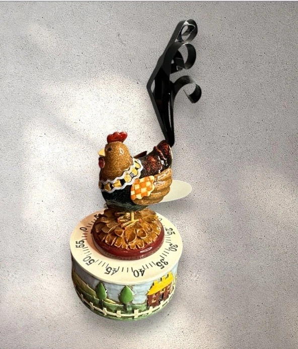 Vintage Ceramic Rooster / Chicken 60 Min Kitchen Timer. Farm Country Decor - Image 3 of 4