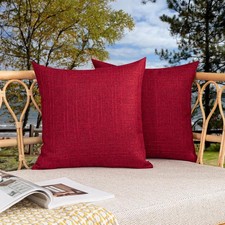 Kevin Textile Pack of 2 Outdoor Waterproof Throw Pillow 18 x 18-Inch Red