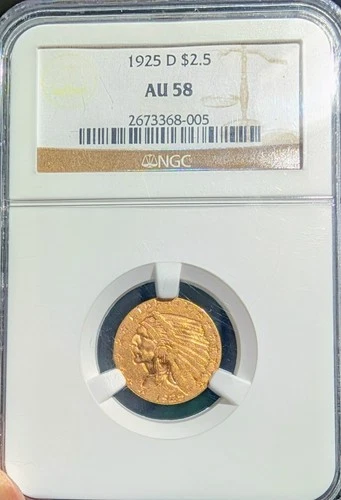 1925-D Gold Indian Head Quarter Eagle NGC AU58 3-Day Auction!!🥇🤩