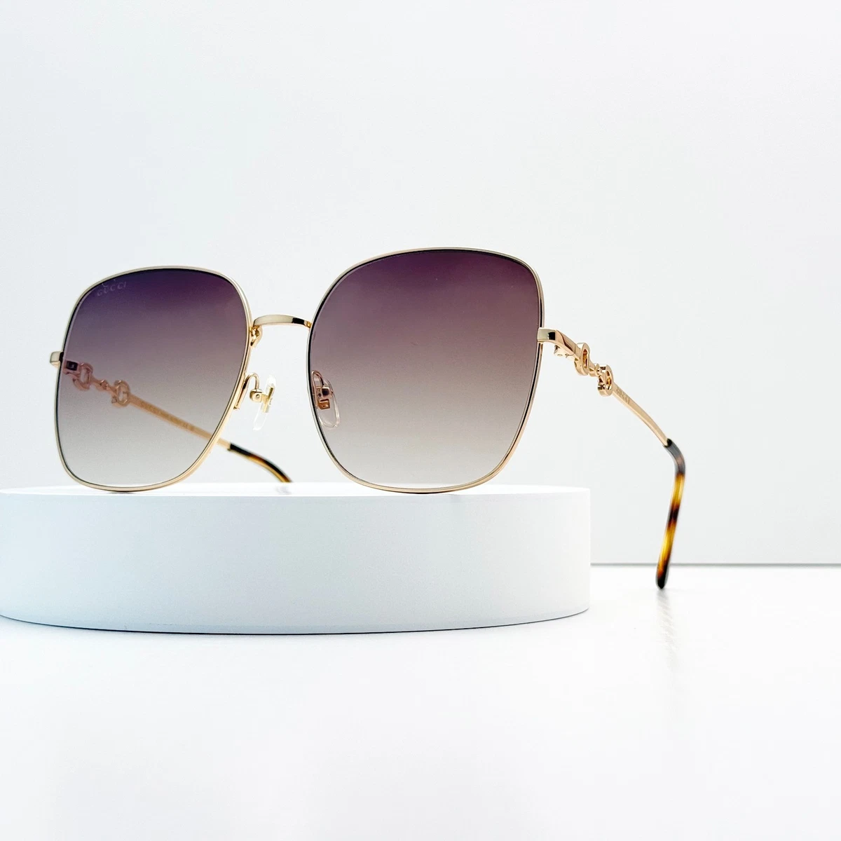 ❤️VTG GUCCI Gold Metal White Pearlized Shimmer Sunglasses Frames or Reader Frame GUCCI Sunglasses Vintage Gold White Frameless Rectangular  main image 4