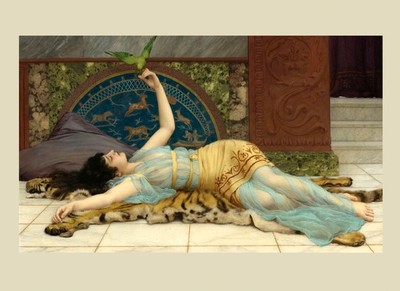 Fashion Lady Bird Parrot by Godward Canvas or Paper Poster Repro FREE SHIPPING