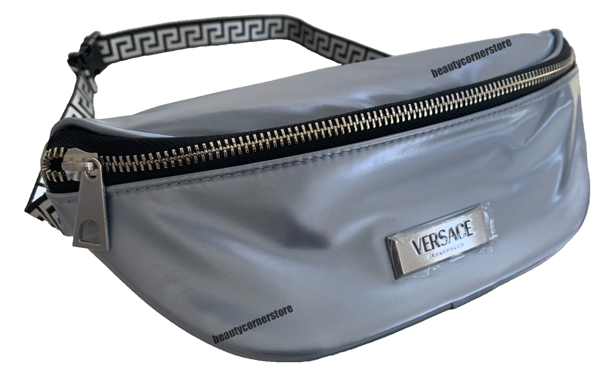 Versace Fragrances Silver Belt Bag Travel Pouch Fanny Pack + Dust