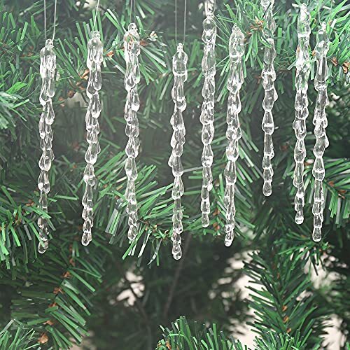 Christmas Tree Clear Glass Icicle Ornaments Decoration Xmas Home Decor