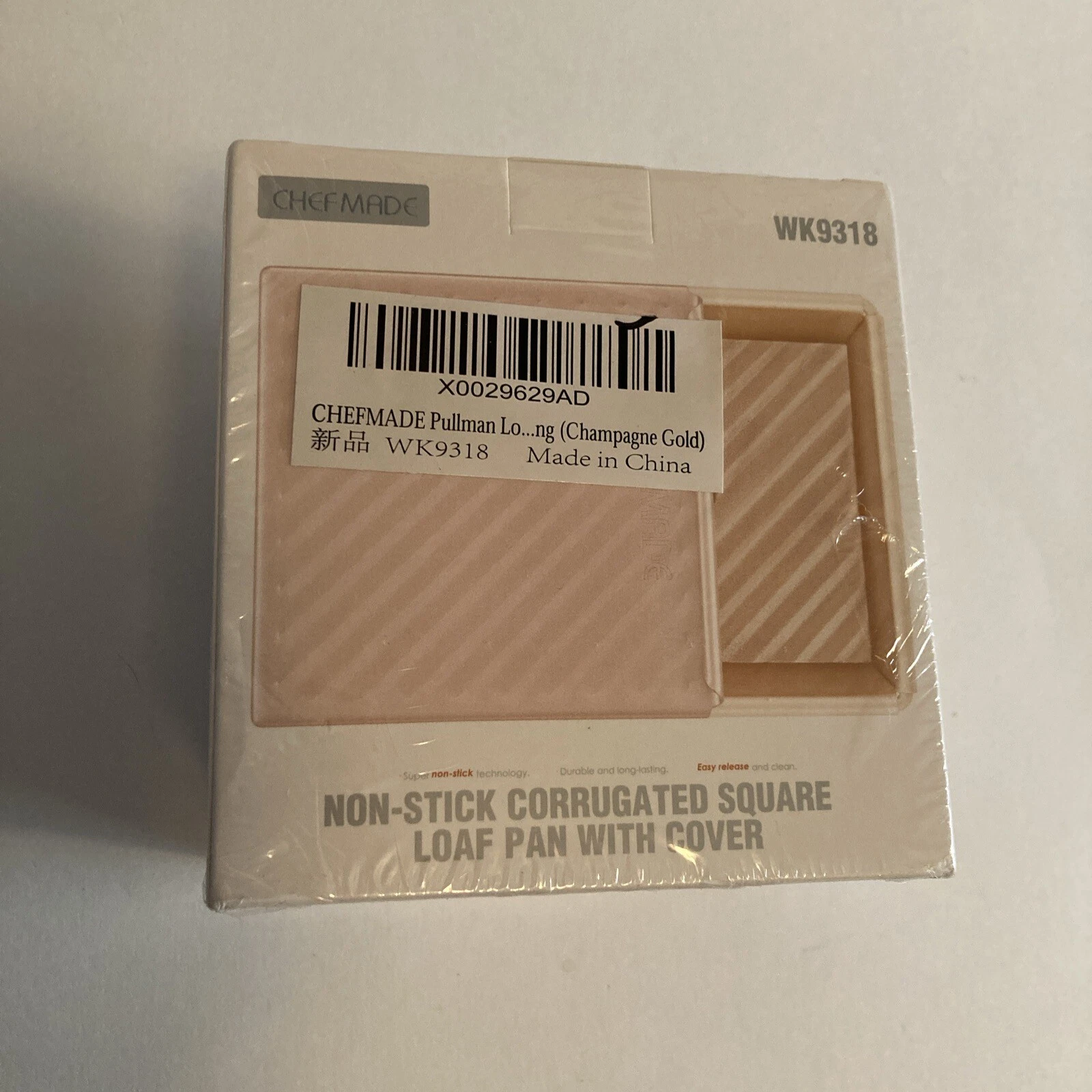 Chefmade Loaf Pan with Lid Non-Stick Rectangle Corrugated Box