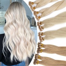 Invisible Nano Ring Bead 100 Human Hair Extensions Micro Loop Blonde Real Thick