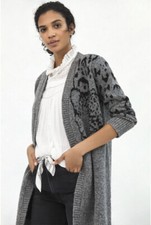 Anthropologie Averie Leopard Cardigan Gray/Black Size Small NWT