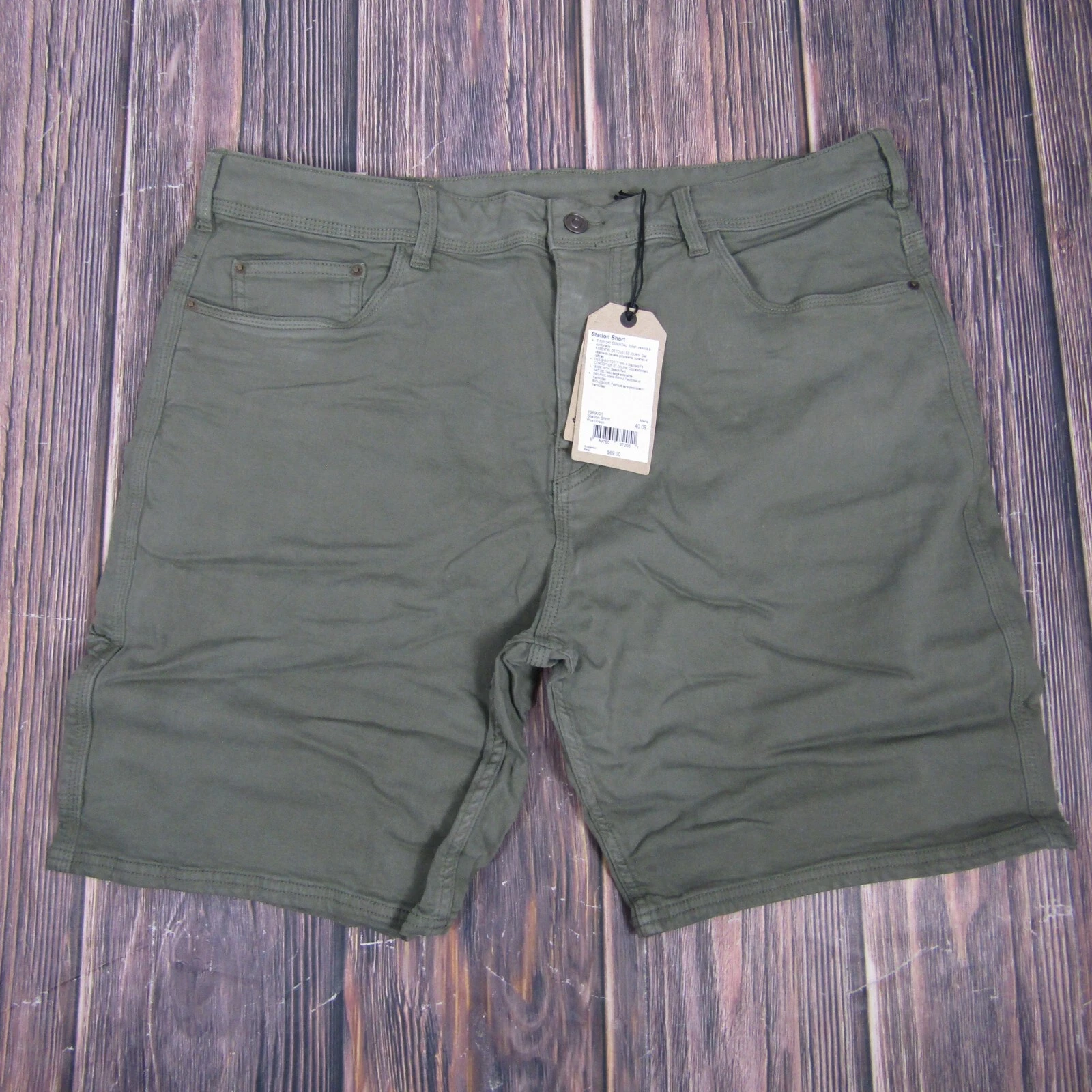 PraNa NEW NWT Mens 40 9" Inseam Station Shorts Green Hiking Outdoors