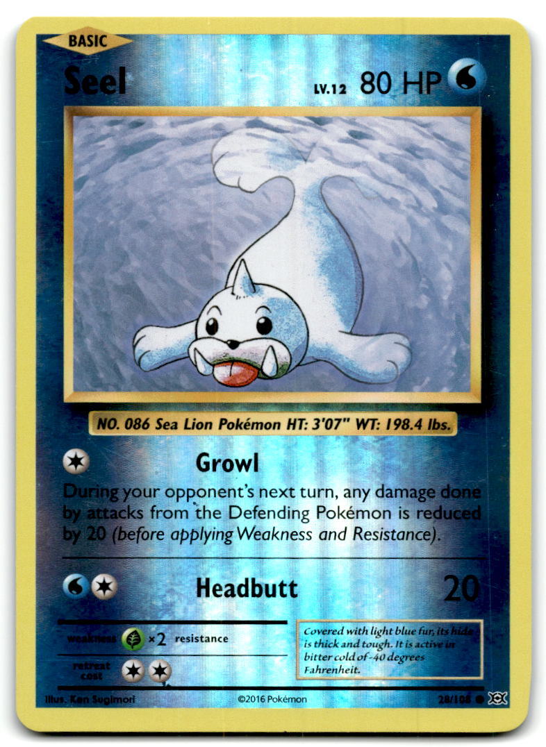 Pokemon XY Evolutions Reverse Holo Seel 28/108 Common Lightly played