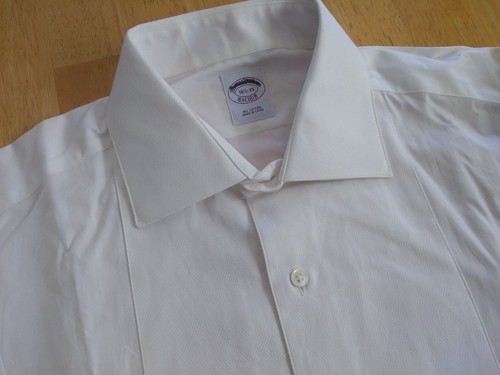 NWT Brooks Brothers White Formal Pique Bib Point Collar Shirt 16.5-35 MSRP $135