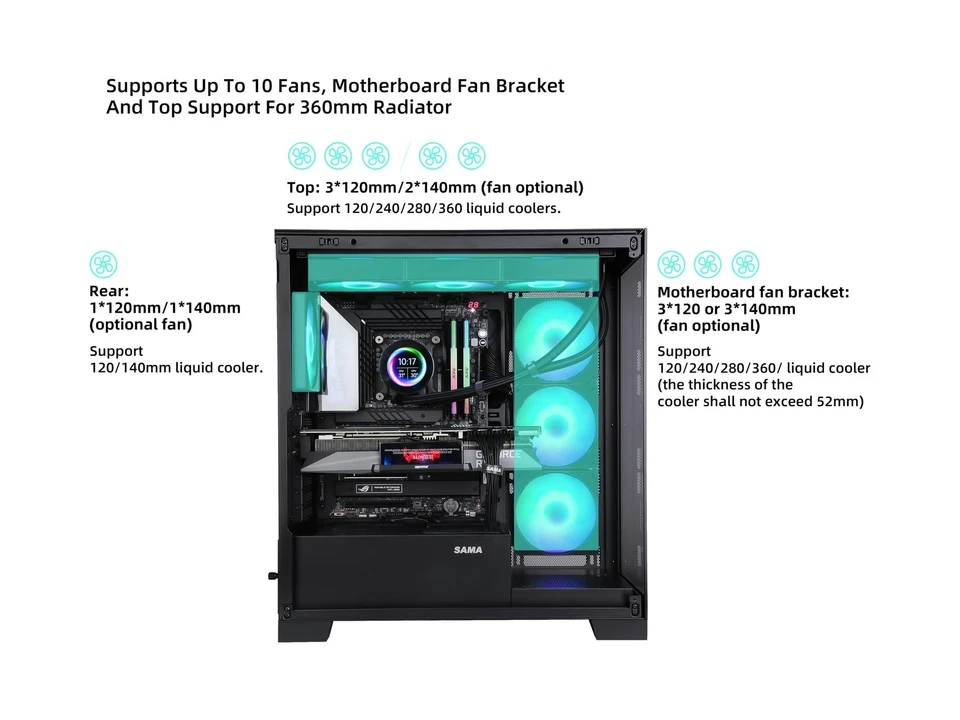 SAMA NEVIEW 4503 Black Airflow Full Tower Case ATX PC Gaming Case Dual Temper... - Image 4 of 4
