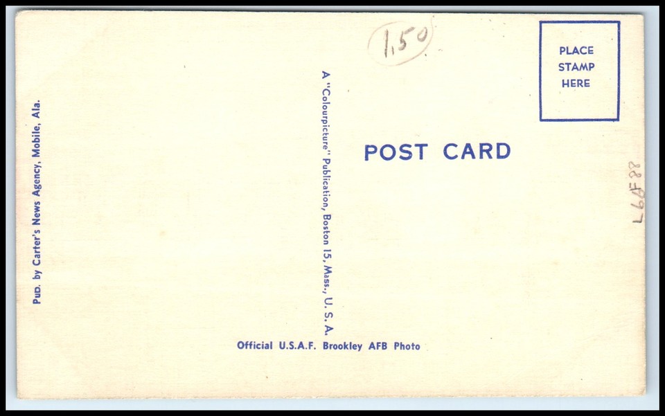 Postcard Headquarters Building Brookle AiR Force Base, Mobile, Ala. F65