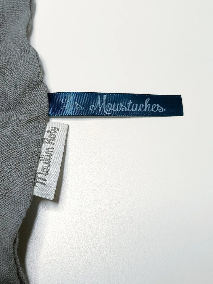 Doudou Plat Lange Fernand Chat Gris Jaune Pois Rayé Les Moustaches - Moulin Roty - Photo 2/4