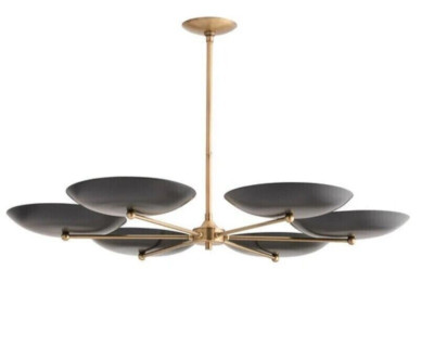 Brass Chandelier Light Fixture 6 Light Dome Style Raw Handmade Antique Decor