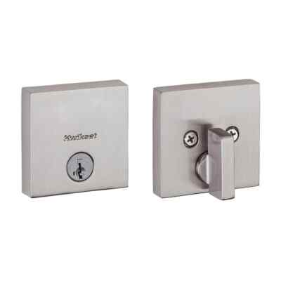 Kwikset Downtown Satin Nickel Low Profile Square Deadbolt SmartKey Lock