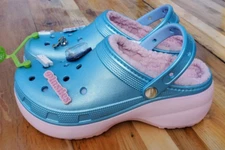 Crocs Women's Size 8 Mean Girls Classic Platform Clogs Shoes Blue w/Pink Lining