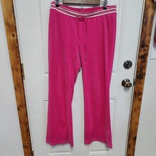 Juicy Couture Sweatpants Womens Size Large Barbie Pink Velour Y2K, READ