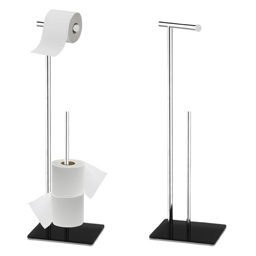 LARGE HEAVY DUTY TOILET ROLL HOLDER FREE STANDING STORAGE CHROME STAINLESS STEEL - Picture 25 of 27