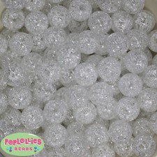 16mm White Acrylic Crackle Bubblegum Beads Lot 20 pc.chunky gumball