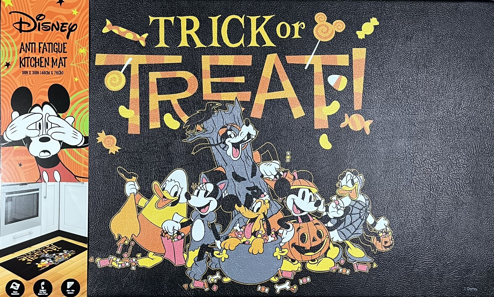 Disney Mickey Minnie Mouse Anti-Fatigue Kitchen Mat Rug 18x30 Halloween Trick Or