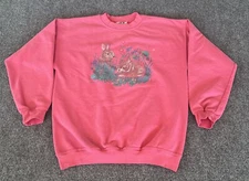 Northern Reflections VTG Sweatshirt Pink Green Rabbits Grandma Core 1990s