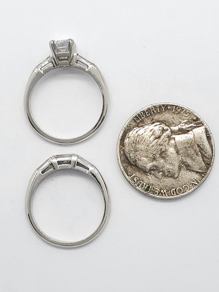 900 Solid Platinum/10% Iridium Diamond Wedding Ri… - image 8