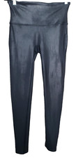 Spanx Black Faux Leather Leggings 2437Q Size Large Petite