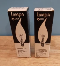 2 Vintage Lampa 2500 Bulbs Clear 40W 130V Clear Flame Tip Candelabra #03675