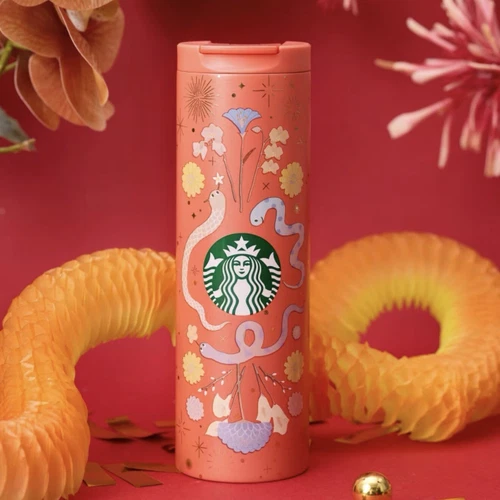 NEW Starbucks China Year of Snake Orange 16oz SS Tumbler - Picture 2 of 2