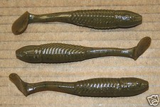 3.5" Swim Minnow Green Pumpkin Paddle Tail Swimbait Trailer for A Rig 50 pack 