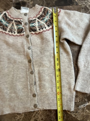 Vtg 50s 60s Nordic Scotch Wool Shop Shetland Wool Fair Isle Cardigan Sweater 5T? - Picture 2 of 16