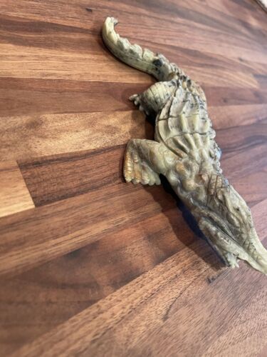 Natural Stone Carving Crocodile Alligator Crocodilian Statue Figurine