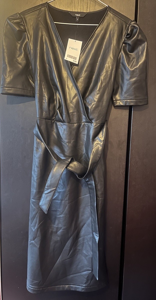 Next Black faux Leather Dress Size 6 BNWL Next Black faux Leather Dress Size 6 BNWL