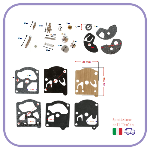 Kit Membrana Guarnizione Carburatore WALBRO D20-WAT Motore Motosega Tagliasiepi 68982224