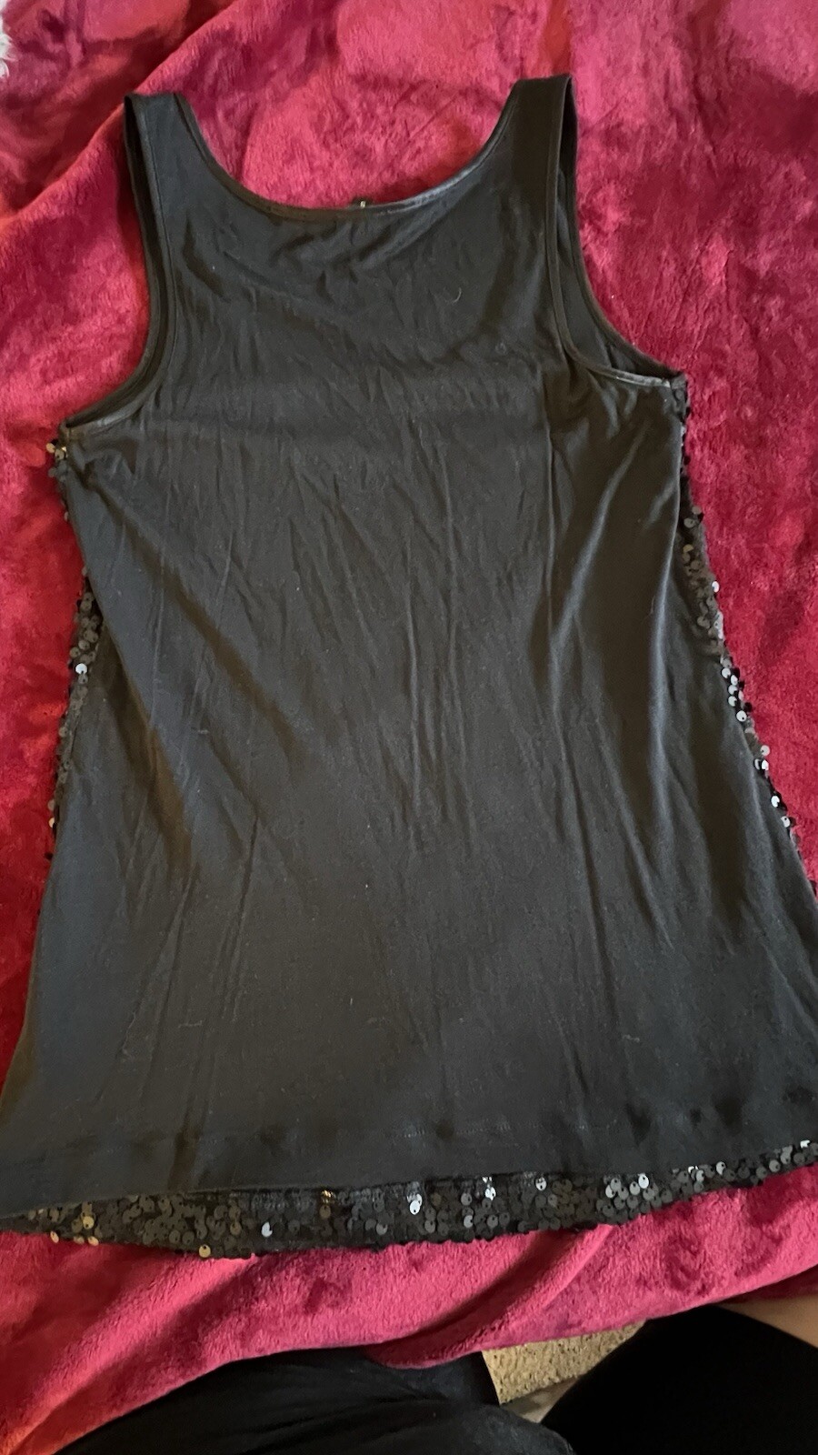 Express Sexy Basic Black Sleeveless Sequin Tank T… - image 3