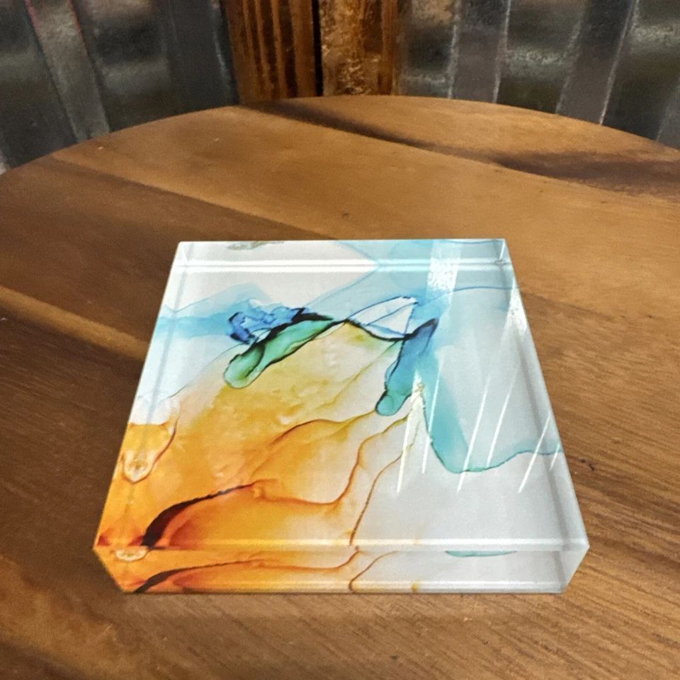 Halston Heritage Loft Cylinder Heavy Glass Sculpture with Base 8.5” Tall W/ Box - Image 3 of 4