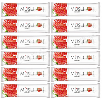 12 TEKMAR MUSLI Strawberry & Yogurt Breakfast Cereal Bars Snacks 30g 1.05oz