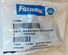 5/8"-11 Grade 18-8 NE Stainless Steel Nylon Insert Lock Nut 1170866