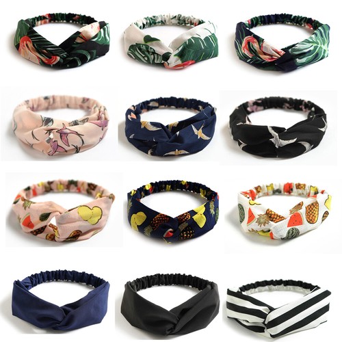 Boho Floral Twist Knot Headband Elastic Wrap Turban Hair Band Hairband Sports - Picture 4 of 30