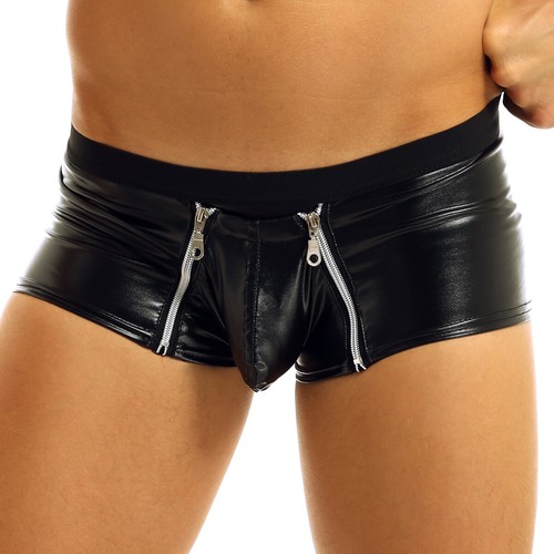 UK Mens Wetlook Latex Leather Boxer Shorts Open Penis Hole Briefs Underwear - Picture 19 of 45