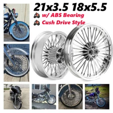 Chrome 21X3.5 18X5.5 Fat Spoke Wheel Rims for Harley Touring Bagger FLHX 2009 UP